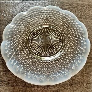 Vintage 40’s Anchor Hocking Hobnail Moonstone Opalescent Ruffled Edge Plate